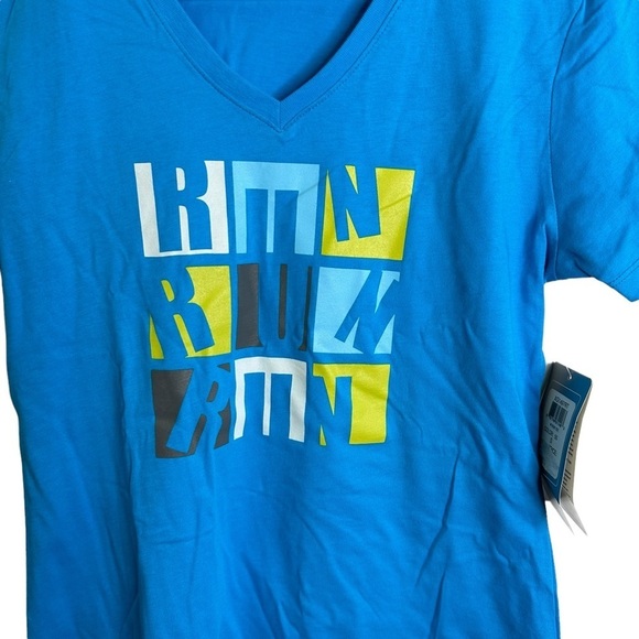 NEW Asics Womens‎ T-Shirt Tee Size Small Blue Teal Run Run Run Athletic - Picture 3 of 8